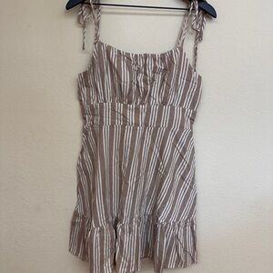 Speechless Beige and White Striped Dress